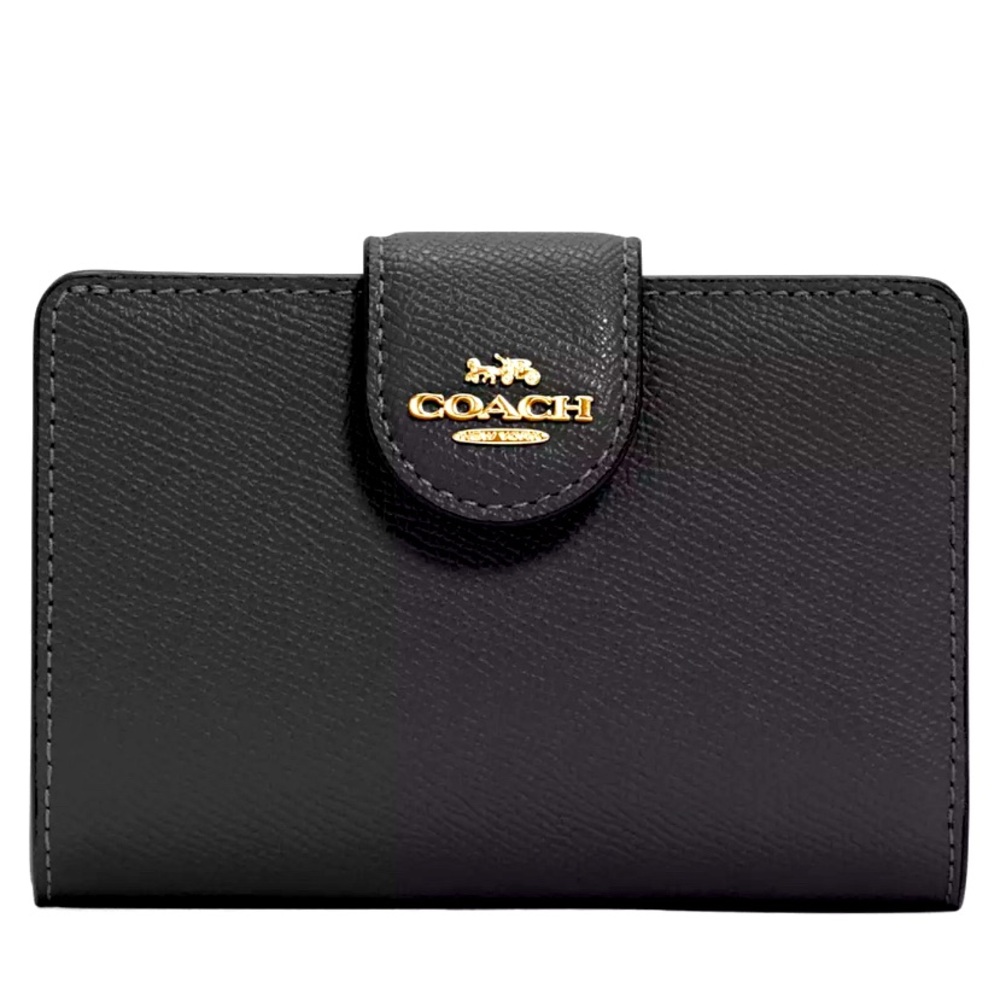 EUC Medium Corner Zip Coach Black Leather Wallet